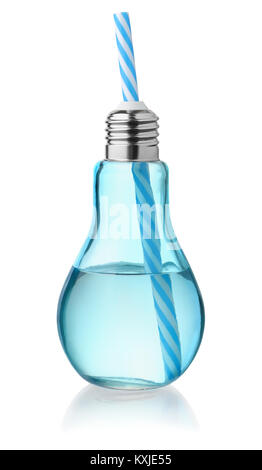 Front view of light bulb glass bottle isolated on white Stock Photo
