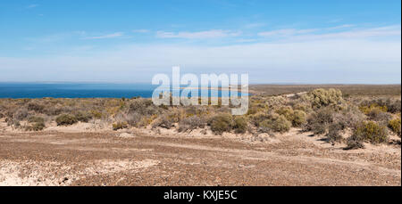 a landscape view near Punta Ninfas, Peninsula Valdes, Puerto Madryn, Chubut, Argentina Stock Photo