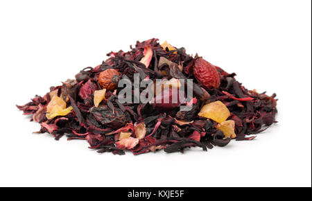 Pile of dry herbal tea with fruits isolated on white Stock Photo