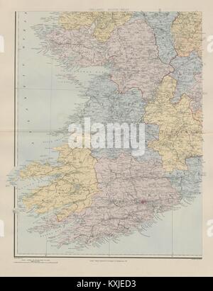 Ireland south-west Munster Kerry Limerick Cork Clare Limerick. STANFORD 1896 map Stock Photo