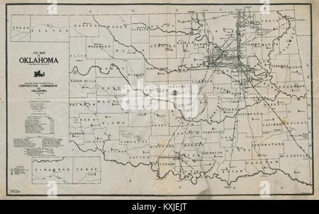 OKLAHOMA OIL MAP. Refinery & transportation pipelines & companies 1918 old Stock Photo