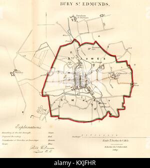 BURY ST EDMUNDS borough/town plan. REFORM ACT. Suffolk. DAWSON 1832 old map BURY ST EDMUNDS borough/town plan. REFORM ACT. Suffolk. DAWSON 1832 old map