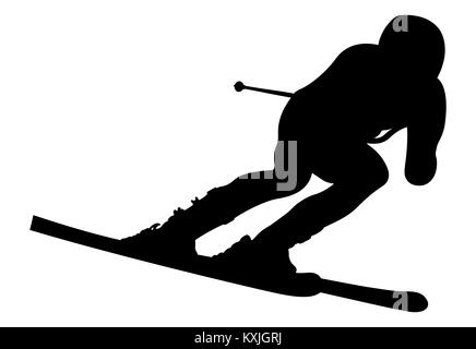 dynamic athlete skier in alpine skiing downhill Stock Photo