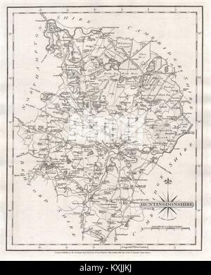 Antique county map of HUNTINGDONSHIRE by JOHN CARY. Original outline ...