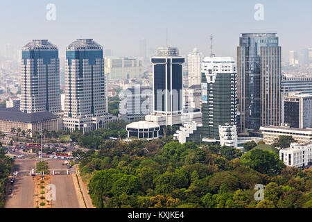 JAKARTA, INDONESIA - OCTOBER 21, 2014: Jakarta aerial view from Monas. Stock Photo