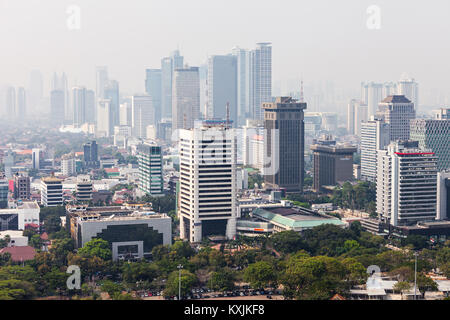 JAKARTA, INDONESIA - OCTOBER 21, 2014: Jakarta aerial view from Monas. Stock Photo