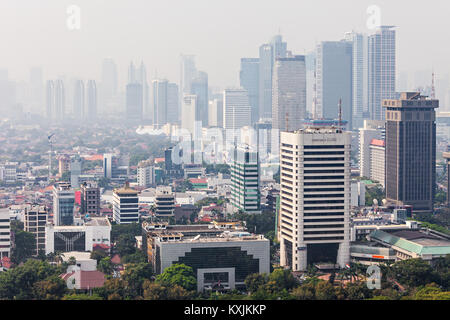 JAKARTA, INDONESIA - OCTOBER 21, 2014: Jakarta aerial view from Monas. Stock Photo