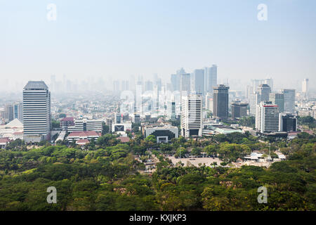 JAKARTA, INDONESIA - OCTOBER 21, 2014: Jakarta aerial view from Monas. Stock Photo