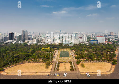 JAKARTA, INDONESIA - OCTOBER 21, 2014: Jakarta aerial view from Monas. Stock Photo