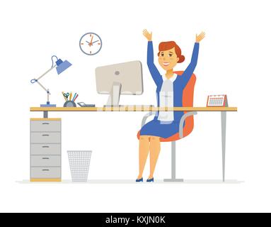 Happy office worker - modern cartoon people characters illustration Stock Vector