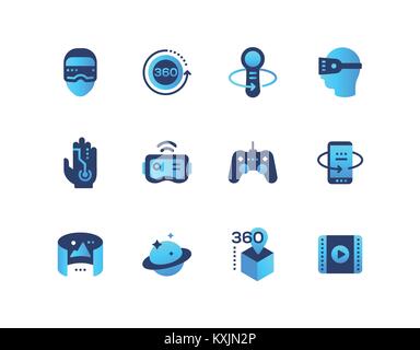 Virtual reality - set of flat design style icons Stock Vector