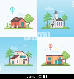 Country life - set of modern flat design style vector illustrations Stock Vector