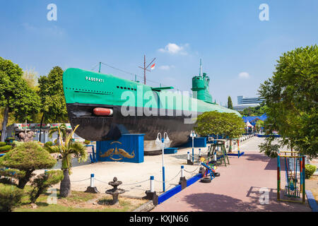 SURABAYA, INDONESIA - OCTOBER 28, 2014: Pasopati submarine Monument is a submarine museum in Surabaya, Indonesia. Stock Photo