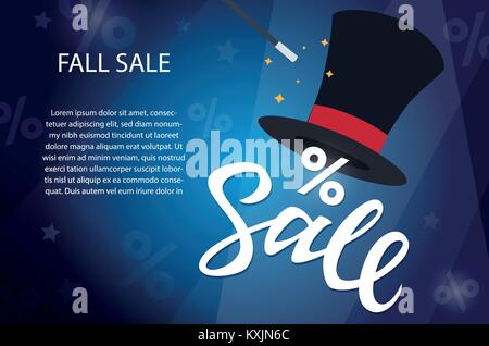 Fall sale - modern colorful vector illustration with calligraphy text Stock Vector