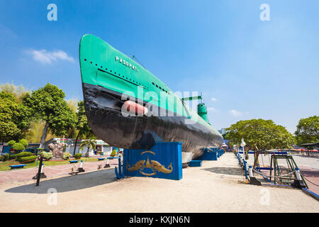 SURABAYA, INDONESIA - OCTOBER 28, 2014: Pasopati submarine Monument is a submarine museum in Surabaya, Indonesia. Stock Photo