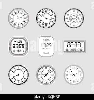 Clocks - set of modern vector isolated objects Stock Vector