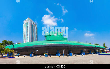 SURABAYA, INDONESIA - OCTOBER 28, 2014: Pasopati submarine Monument is a submarine museum in Surabaya, Indonesia. Stock Photo