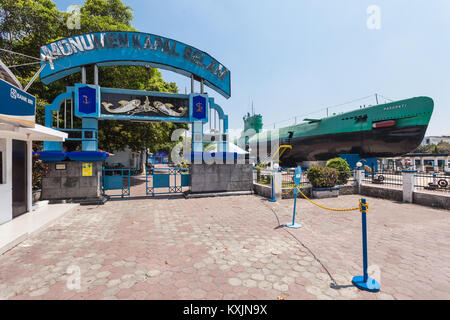 SURABAYA, INDONESIA - OCTOBER 28, 2014: Pasopati submarine Monument is a submarine museum in Surabaya, Indonesia. Stock Photo