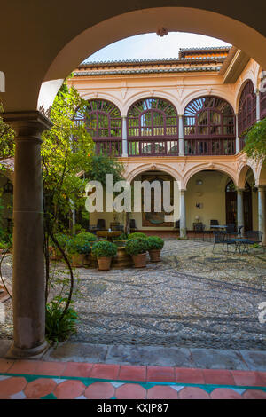 The cloisters of the Convento de San Francisco, now a Parador Nacional, Alhambra Alta, Granada, Andalusia, Spain Stock Photo