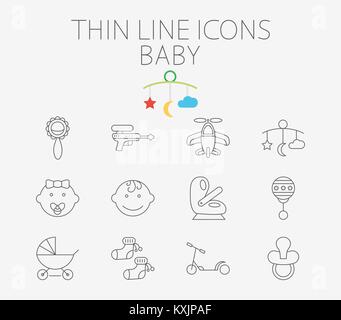 Baby related flat vector icon set Stock Vector