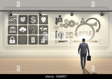 Businessman in agile software development concept Stock Photo