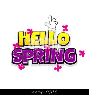 Comic text advertise hello spring Stock Vector