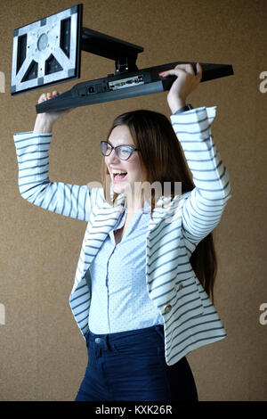 Woman being fired from work Stock Photo