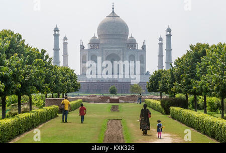 Admiring the Taj Mahal from Mehtab Bagh park in Agra, Uttar Pradesh, India Stock Photo