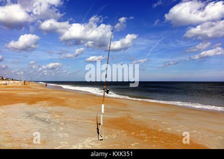 Fishing rig on Ormond Beach, Florida Stock Photo
