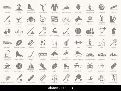 Set of sport icons in flat design with shadows. Vector illustration EPS10 Stock Vector