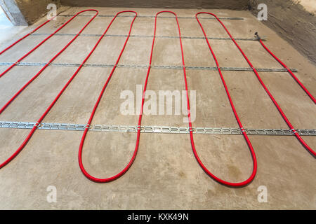 Kiev, Ukraine - September 20, 2017: Heating cable for warm floor. Renovation works Stock Photo