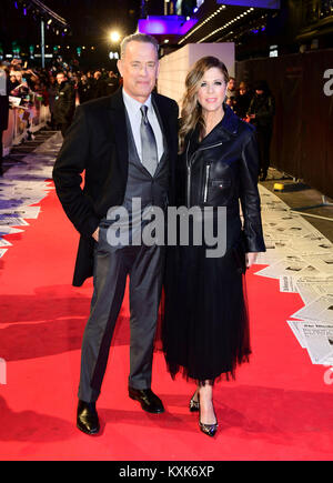 Tom Hanks and his wife Rita Wilson attending The Post European Premiere at The Odeon Leicester Square, London. Stock Photo