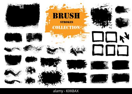 Brush strokes text boxes Stock Vector