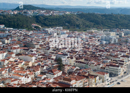 Nazare, Portugal. View of the town Stock Photo