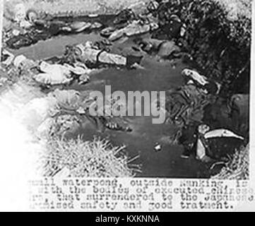 A waterpond filled with the bodies of executed Chinese soldiers who got safety promise by Japanese (a), Nanjing Massacre Stock Photo