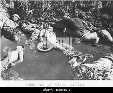 A waterpond filled with the bodies of executed Chinese soldiers who got safety promise by Japanese (b), Nanjing Massacre Stock Photo