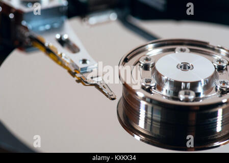 macro image of computer hard drive
