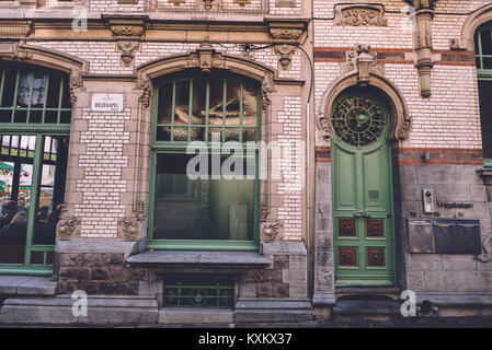 Ancient Door and Window in Ghent Stock Photo