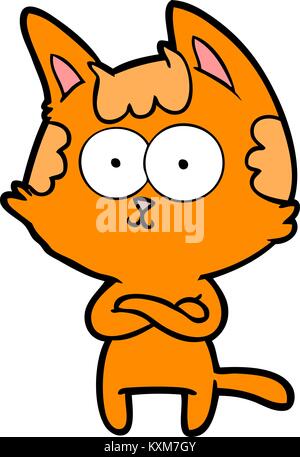 happy cartoon cat with crossed arms Stock Vector