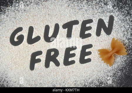 Word Gluten free written in wheat flour Stock Photo