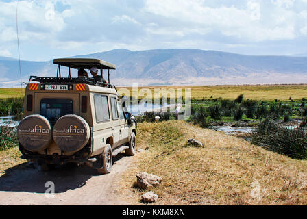 African safari landscape scenery tanzania kenya safari with truck Stock Photo