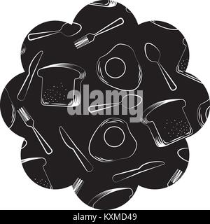 frame with eggs and cutlery pattern background Stock Vector