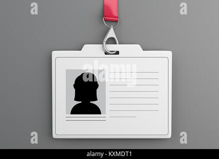 3d illustration. White ID badge. Isolated white background Stock Photo