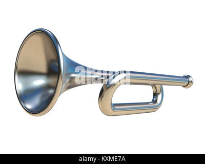 Simple silver trumpet 3D render illustration isolated on white background Stock Photo