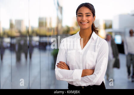 Cheerful smiling modern female business professional, executive leader, commercial model Stock Photo
