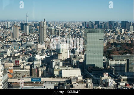 01.01.2018, Tokyo, Japan, Asia - A view of Tokyo's city skyline as seen from the observatory deck of the Tokyo Metropolitan Government Building. Stock Photo