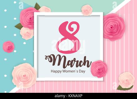 Poster International Happy Women s Day 8 March Floral Greeting card Vector Illustration Stock Vector