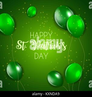 Happy Saint Patricks Day Background with Balloons. Vector Illustration Stock Vector