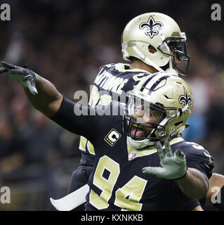 New Orleans Saints defensive end Cameron Jordan (94) warms up before an NFL  football game in New Orleans, Sunday, Sept. 10, 2023. (AP Photo/Gerald  Herbert Stock Photo - Alamy