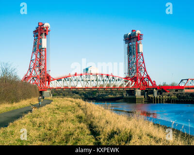 Newport Bridge over the river Tees Middlesbrough and Stckton Grade 2 listed the first large vertical-lift bridge in Britain Stock Photo